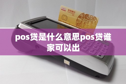 pos贷是什么意思pos贷谁家可以出